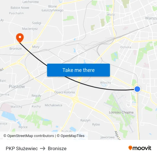 PKP Służewiec to Bronisze map