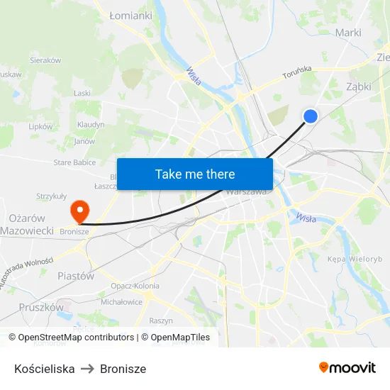 Kościeliska to Bronisze map