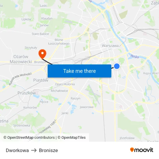 Dworkowa to Bronisze map