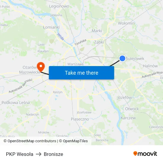 PKP Wesoła to Bronisze map