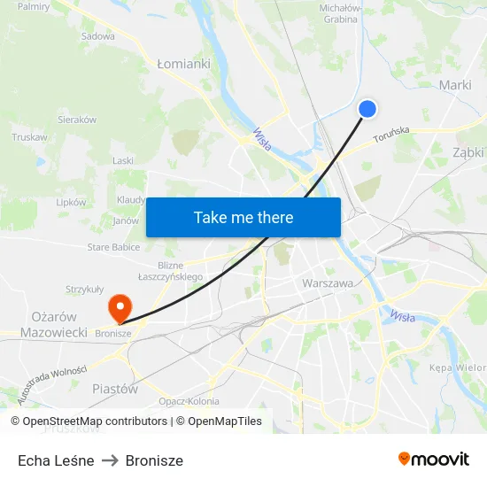 Echa Leśne to Bronisze map