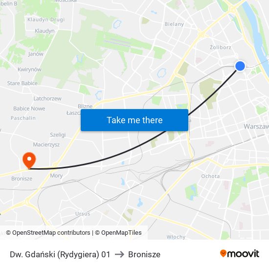 Dw. Gdański (Rydygiera) 01 to Bronisze map