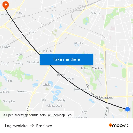 Łagiewnicka to Bronisze map