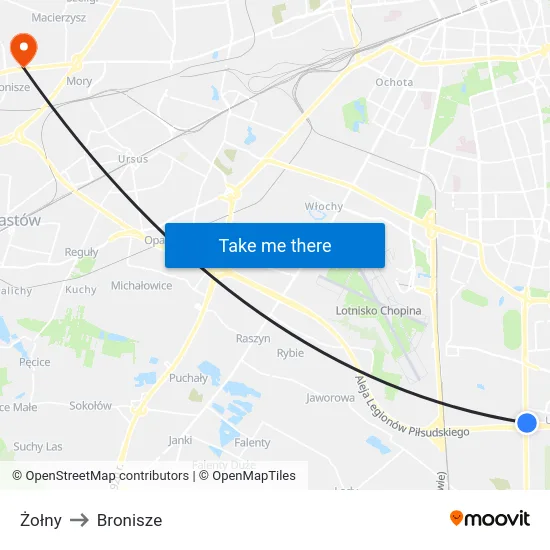 Żołny to Bronisze map