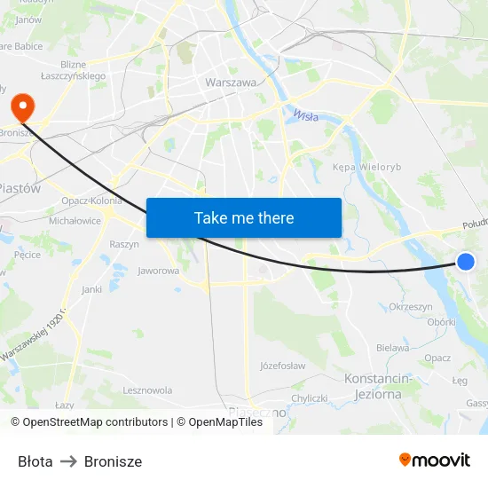 Błota to Bronisze map