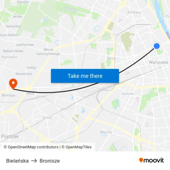 Bielańska to Bronisze map
