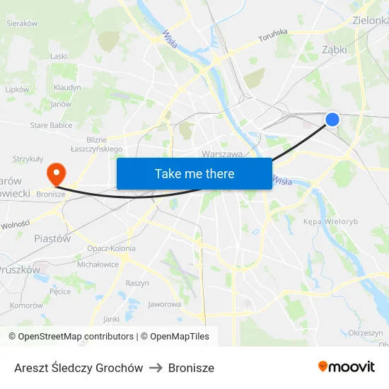 Areszt Śledczy Grochów to Bronisze map