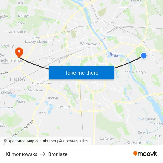 Klimontowska to Bronisze map