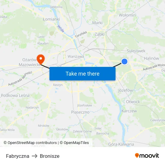 Fabryczna to Bronisze map