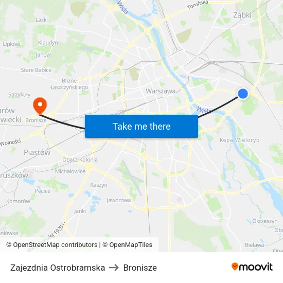 Zajezdnia Ostrobramska to Bronisze map