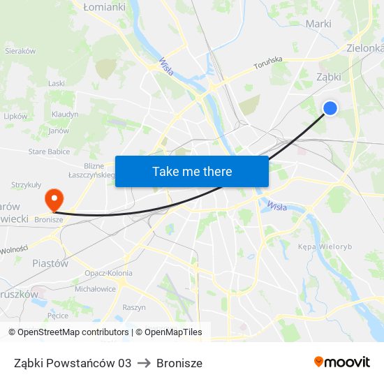 Ząbki Powstańców 03 to Bronisze map