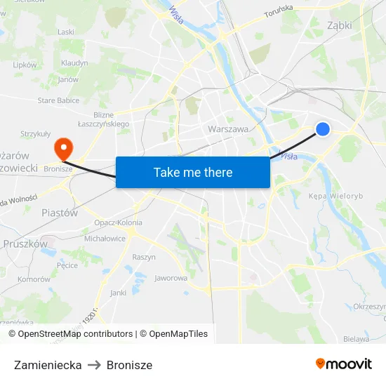 Zamieniecka to Bronisze map