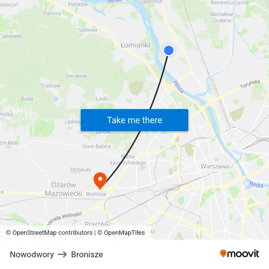 Nowodwory to Bronisze map