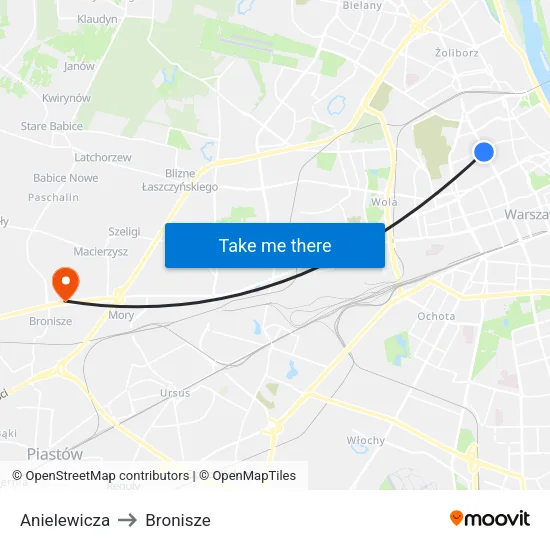 Anielewicza to Bronisze map