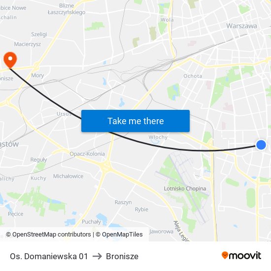 Os. Domaniewska 01 to Bronisze map