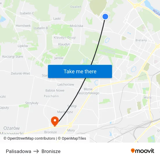 Palisadowa to Bronisze map