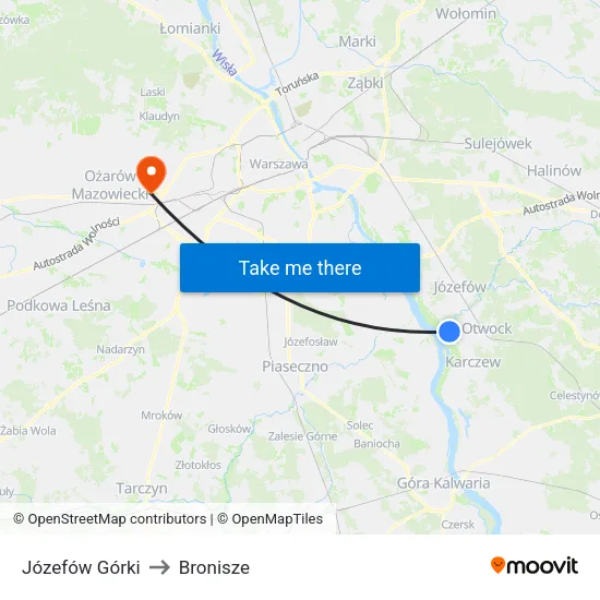 Józefów Górki to Bronisze map