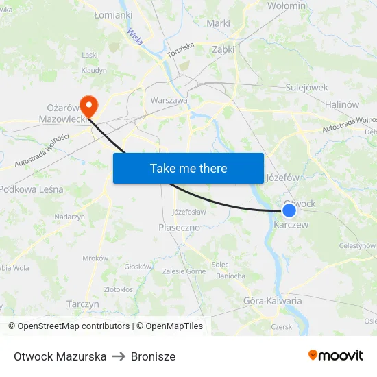 Otwock Mazurska to Bronisze map