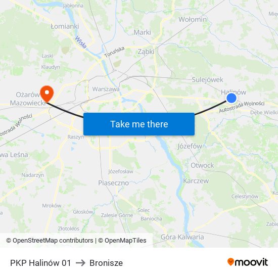 PKP Halinów 01 to Bronisze map