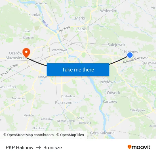 PKP Halinów to Bronisze map