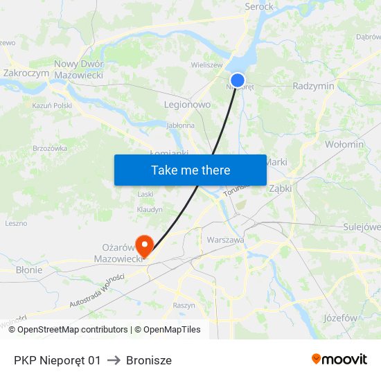 PKP Nieporęt 01 to Bronisze map