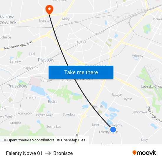 Falenty Nowe 01 to Bronisze map