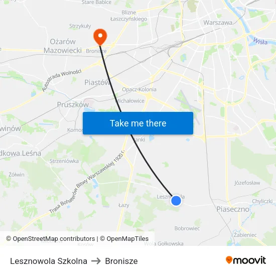 Lesznowola Szkolna to Bronisze map