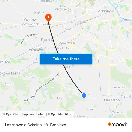 Lesznowola Szkolna to Bronisze map