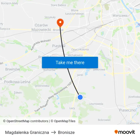 Magdalenka Graniczna to Bronisze map