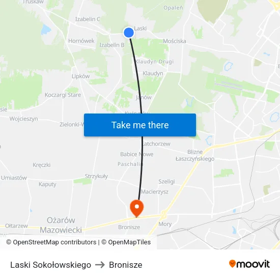 Laski Sokołowskiego to Bronisze map