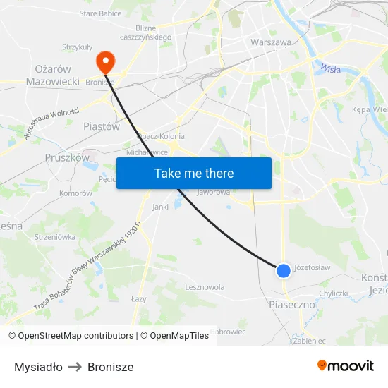 Mysiadło to Bronisze map