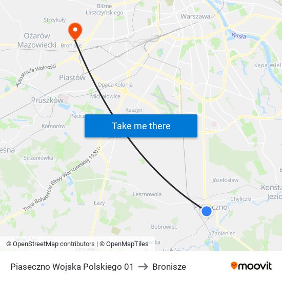 Piaseczno Wojska Polskiego 01 to Bronisze map