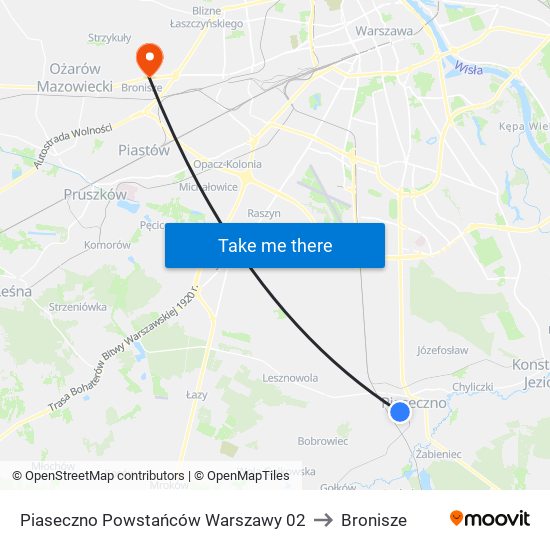 Piaseczno Powstańców Warszawy 02 to Bronisze map