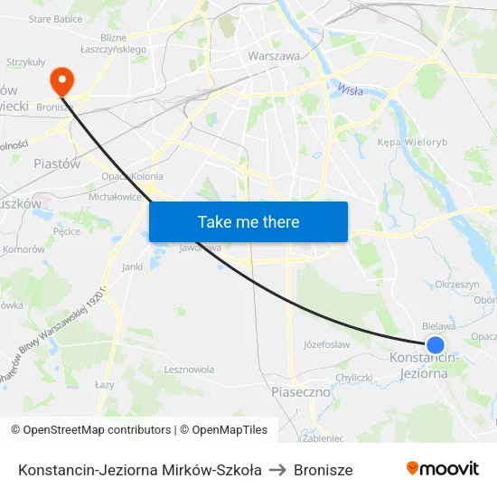 Konstancin-Jeziorna Mirków - Szkoła to Bronisze map