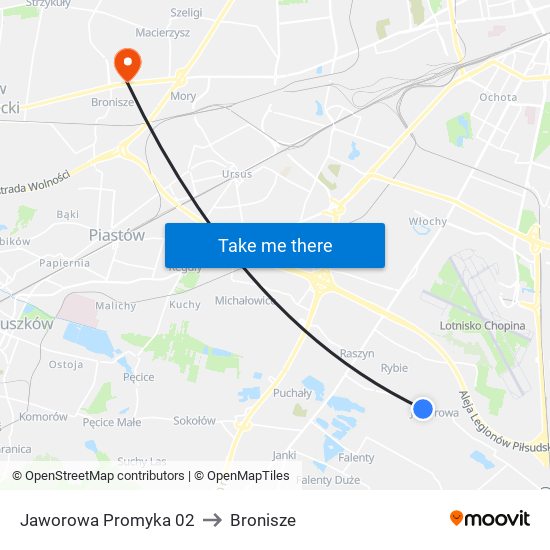 Jaworowa Promyka 02 to Bronisze map