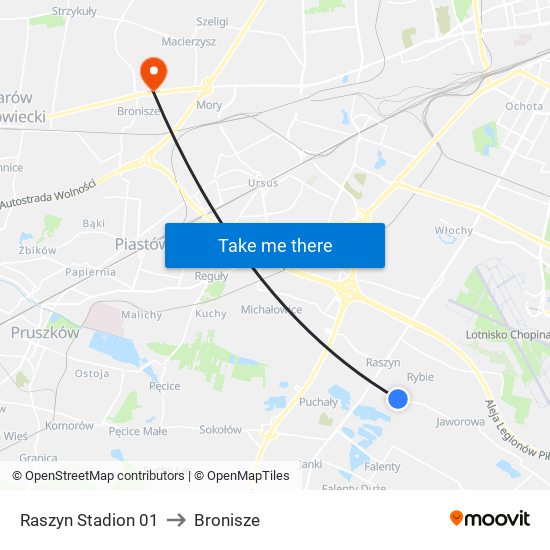 Raszyn Stadion 01 to Bronisze map