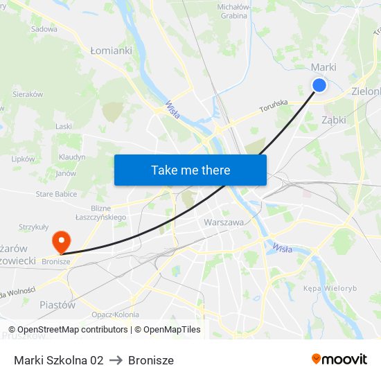 Marki Szkolna to Bronisze map