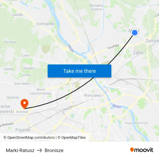 Marki - Ratusz to Bronisze map