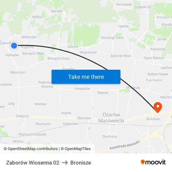 Zaborów Wiosenna 02 to Bronisze map