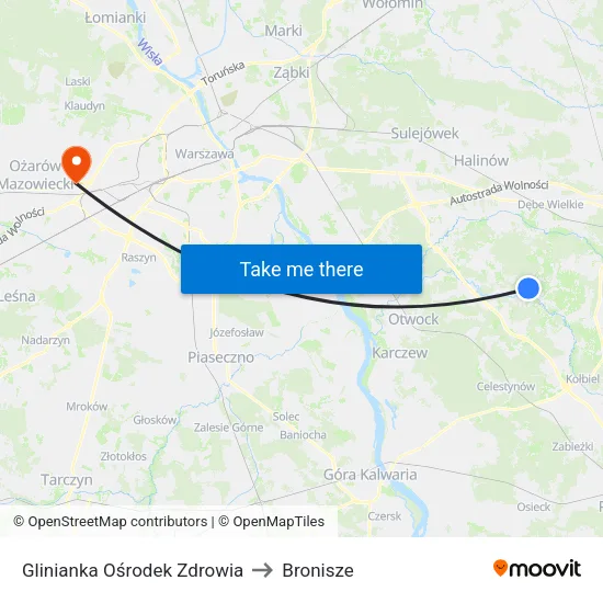 Glinianka Ośrodek Zdrowia to Bronisze map