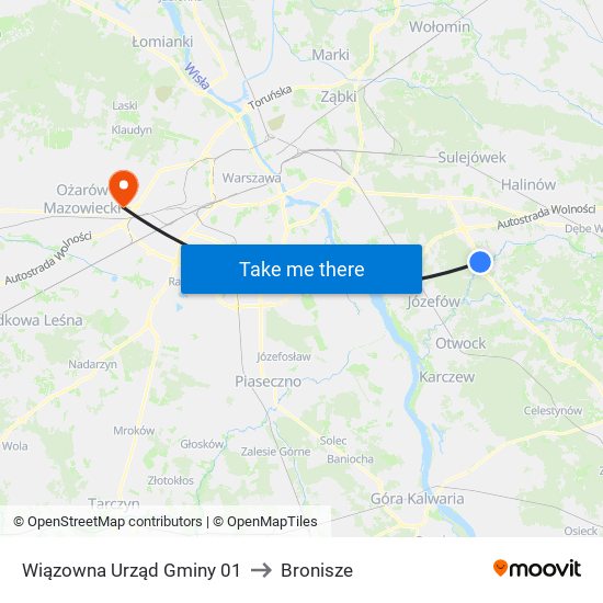 Wiązowna Urząd Gminy 01 to Bronisze map