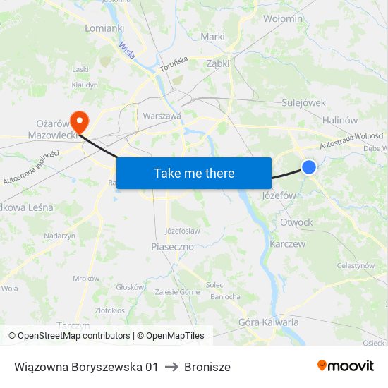 Wiązowna Boryszewska to Bronisze map