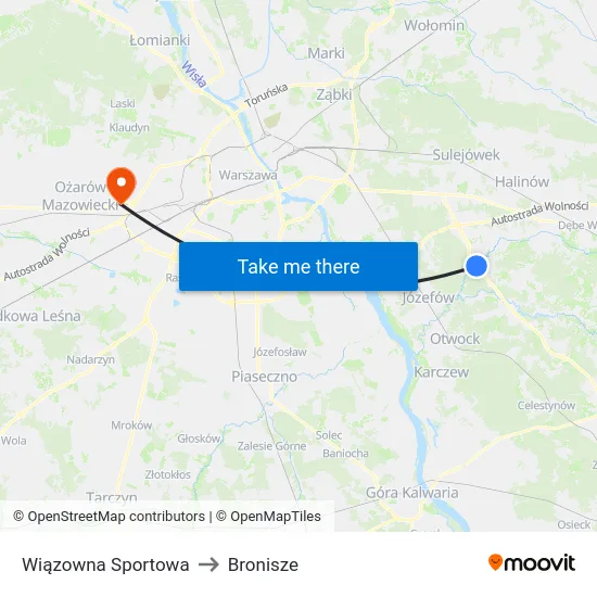Wiązowna Sportowa to Bronisze map