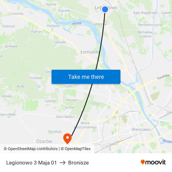 Legionowo 3 Maja 01 to Bronisze map