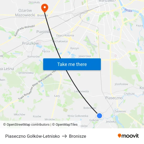 Piaseczno Gołków - Letnisko to Bronisze map