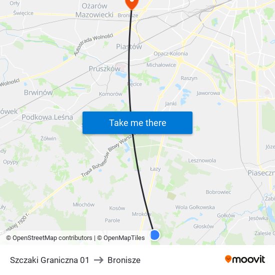 Szczaki Graniczna 01 to Bronisze map