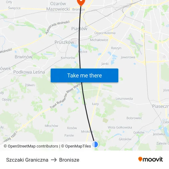 Szczaki Graniczna to Bronisze map
