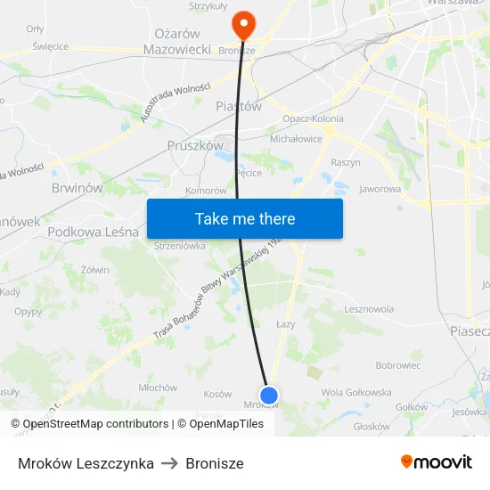 Mroków Leszczynka to Bronisze map