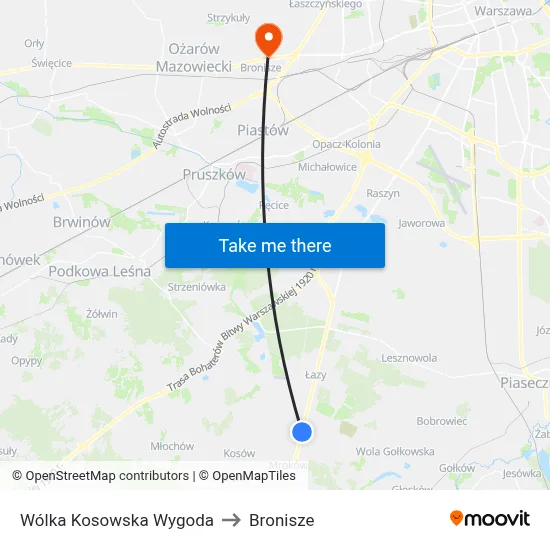 Wólka Kosowska Wygoda to Bronisze map