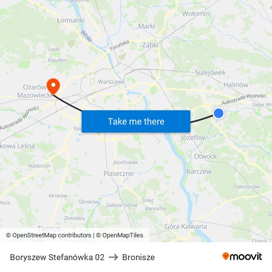 Stefanówka to Bronisze map